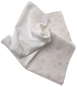 Vianočný Obrus vodeodolný Vločky strieborná, 140 x 140 cm