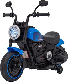 Ramiz Elektrická motorka Chopper FASTER na batérie pre deti modrá + FM rádio + audio panel + LED