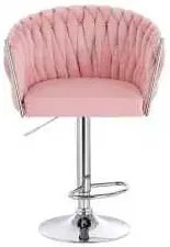 LuxuryForm DESIGN Barová stolička NORDEN VELUR na striebornom tanieri - ružová