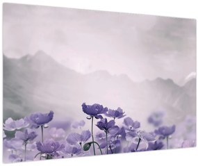 Obraz - Fialové kvety v horách (90x60 cm)