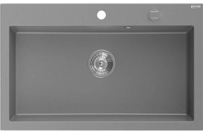 Mexen Elix, 1-korový granitový drez 800 x 500 mm, šedá, chrómový sifón, 6527801005-71