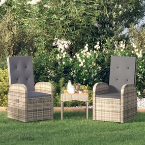 Záhradné sklápacie stoličky so sedákmi 2 ks sivé polyratan 319539
