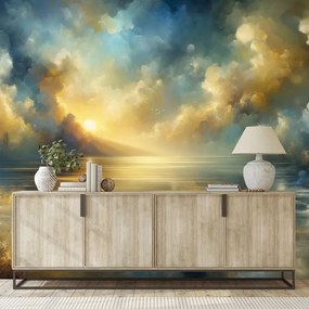 Samolepiaca tapeta zlaté slnko nad modrou hladinou