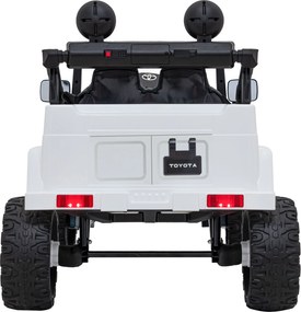 Ramiz Toyota FJ Cruiser pre deti biela + diaľkové ovládanie + pohon 4x4 + LED audio + EVA + pomalý štart