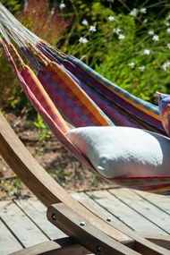 La Siesta FLORA DOUBLE STRIPES -  pevná hojdacia sieť s ručne pletenými popruhmi, 100 % organická bavlna