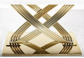 Jedálenský stôl Hermes 160 cm biely mramor/zlatý