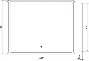 Mexen Zusa, LED kúpeľňové zrkadlo s podsvietením 120x80 cm, 6000K, ochrana proti zahmlievaniu, 9808-120-080-611-00