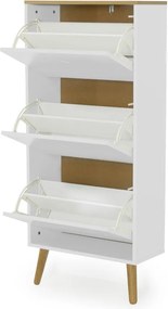 Biela skrinka na topánky s detailmi v dekore dubového dreva s 3 výkopy Tenzo Dot