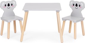 ECOTOYS detský nábytok: stolík + 2 stoličky Koala, drevo/MDF, pre deti 3+