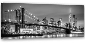 Obraz na plátně New York Brooklynský most Panorama - 120x40 cm