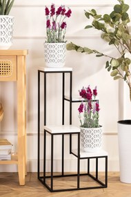 STOJAN NA KVETINÁČ KASKADA 79X40X40 CM ČIERNA/BIELA