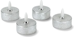 LED čajové sviečky z pravého vosku, 4 ks, strieborné
