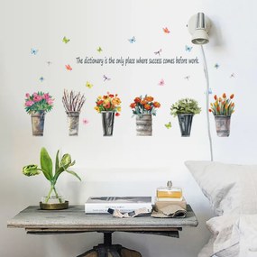 Veselá Stena Samolepka na stenu na stenu Rozkvitnuté kvetináče