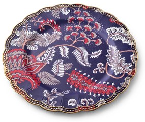 Dekorativní podtalíř BLANCHE COLOURS I 33 cm modrý s květinovým vzorem