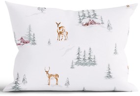 Vianočná bavlnená obliečka na vankúš Renforcé 40 × 60 cm – Zimný les