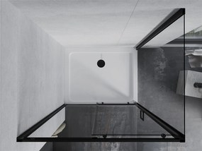 Mexen APIA, sprchový kút s posuvnými dverami 100 (dvere) x 70 (stena) cm, 5mm číre sklo, čierny profil + biela sprchová vanička, 840-100-070-70-00-4010B
