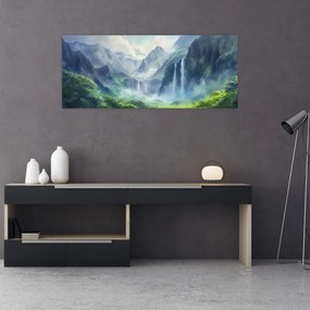 Obraz - Údolie vodopádov (120x50 cm)