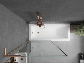 Mexen Next L, 1-krídlová vaňová zástena 90 x 150 cm, 6mm číre sklo-čierny vzor, medený profil, 895-090-000-03-70-65