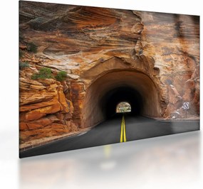 Sklenený obraz - tunel v skale (70x50 cm)