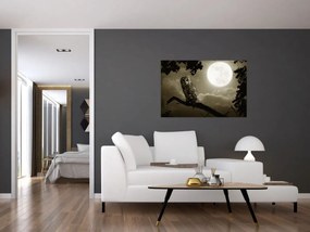 Obraz - Nočná sova, zlatá (90x60 cm)