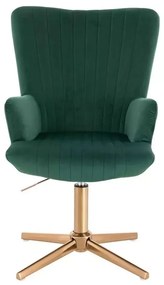 LuxuryForm DESIGN Kreslo AMADEO VELUR na zlatom kríži - zelené