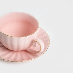 Šálka MINA s podšálkou, ružová 730634 250 ml