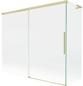 Mexen Rox, L posuvná 2-krídlová vaňová zástena 180 + 90 x 150 cm, 8mm číre sklo, zlatý matný profil, 8C9L-180-090-55-00