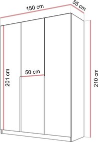 ŠATNÍKOVÁ SKRIŇA BLANCA 3D KAŠMÍR 150 cm