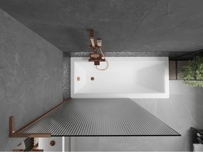 Mexen Next L, 1-krídlová vaňová zástena 100 x 150 cm, 6mm sklo s rebrovým vzorom, ružové zlato profil, 895-100-000-03-09-60