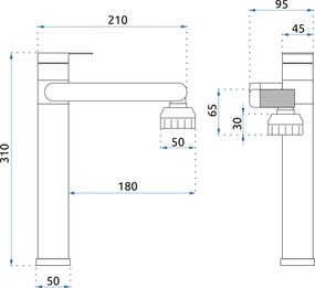 Rea Paco, vysoká umývadlová batéria h-310, čierna matná, REA-B0536