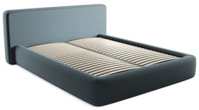 Modrá čalúnená dvojlôžková posteľ s úložným priestorom s roštom 160x200 cm Kiana – Makamii