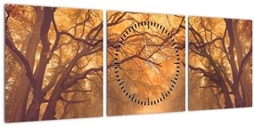 Obraz cesty v jesennej krajine (s hodinami) (90x30 cm)