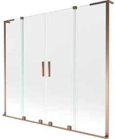 Mexen Velar L Duo, 2-krídlová posuvná vaňová zástena 170 x 150 cm, 8mm číre sklo, ružové zlato, 896-170-003-02-60