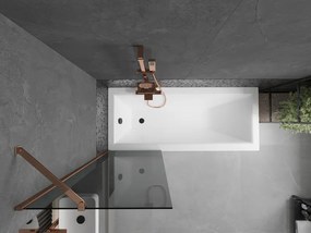 Mexen Next, vaňová zástena 1-krídlová 60 x 150 cm, fixné krídlo, 6 mm šedé sklo, ružové zlato profil, 895-060-000-00-40-60