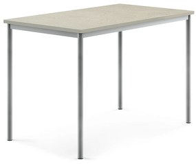 Stôl SONITUS, 1400x800x900 mm, linoleum - svetlošedá, strieborná