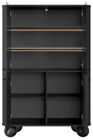 Vitrína Vesper 103 cm - čierna / čierne úchytky / guľové nožičky