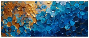 Obraz - Modrozlatá maľba (120x50 cm)