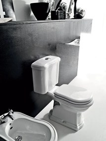 Kerasan, RETRO WC misa s nádržkou, spodný odpad, biela-bronz, WCSET17-RETRO-SO