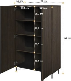 Dizajnová komoda YASMIN 92cm portlandský jaseň + čierna
