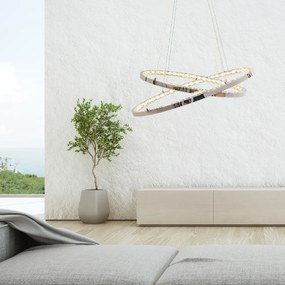 Toolight Toolight, LED krištáľové svietidlo 70x40,5cm, APP771-3CP, strieborná, OSW-05022