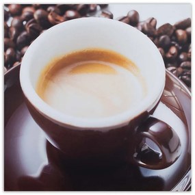 Obraz na plátně Šálek zrnkové kávy - 60x60 cm