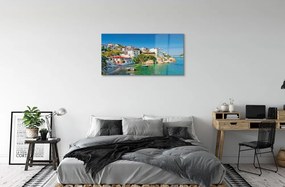 Sklenený obraz Grécko stavieb pobrežie morská 125x50 cm