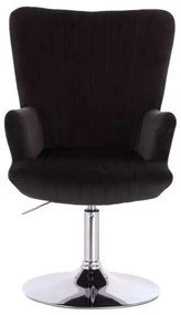 LuxuryForm DESIGN Kreslo AMADEO VELUR na striebornom tanieri - čierne