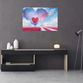Obraz - Ružový strom srdca (90x60 cm)