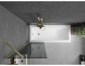 Mexen Next, 1-krídlová vaňová zástena 60 x 150 cm, 6mm šedé sklo, zlatá matná, 895-060-000-00-40-55