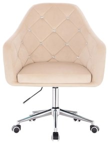 LuxuryForm DESIGN Kreslo ROMA VELUR na striebornej podstave s kolieskami - krémové