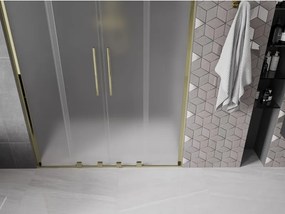 Mexen Velar L Duo, posuvné sprchové dvere do otvoru 150 cm, 8mm sklo námraza, zlatá lesklá, 871-150-003-32-50