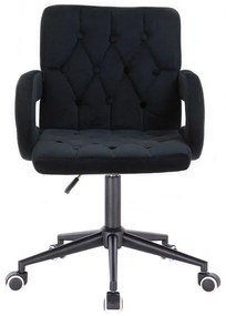 LuxuryForm DESIGN Stolička BOSTON VELUR na čiernej podstave s kolieskami - čierna