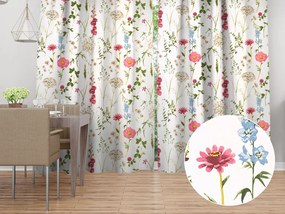 Biante Bavlnený záves Sandra SA-667 Veľké lúčne kvety na bielom 150x140 cm