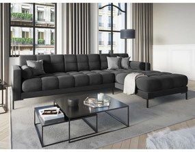 Tmavosivá zamatová rohová pohovka Cosmopolitan Design Bali, pravý roh